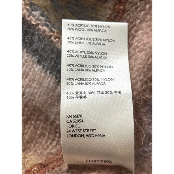 Free People December Skies Alpaca Wool Poncho Sweater Patchwork Boho Sz M Aztec - Picture 12 of 16